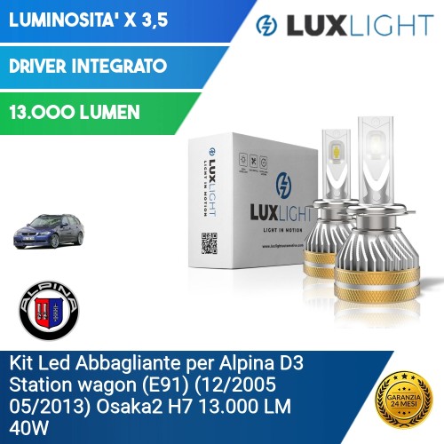 Kit Led Abbagliante per Alpina D3 Station wagon (E91) (12/2005 05/2013) Osaka2 H7 13.000 LM 40W