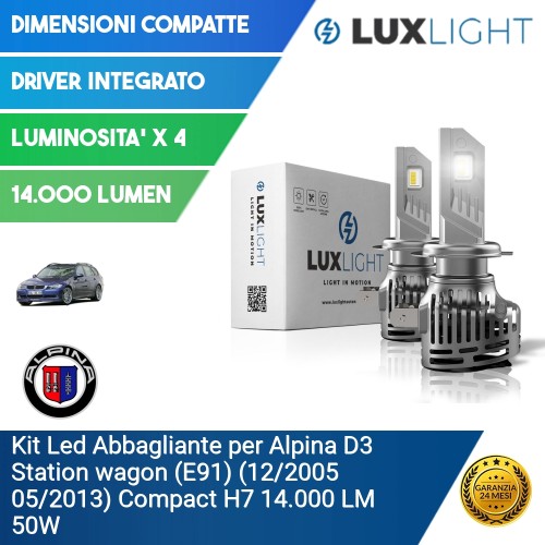 Kit Led Abbagliante per Alpina D3 Station wagon (E91) (12/2005 05/2013) Compact H7 14.000 LM 50W