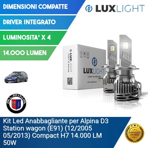 Kit Led Anabbagliante per Alpina D3 Station wagon (E91) (12/2005 05/2013) Compact H7 14.000 LM 50W