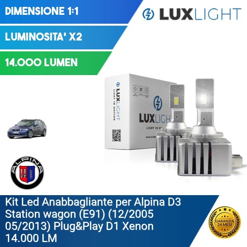 Kit Led Anabbagliante per Alpina D3 Station wagon (E91) (12/2005 05/2013) Plug&Play D1 Xenon 14.000 LM