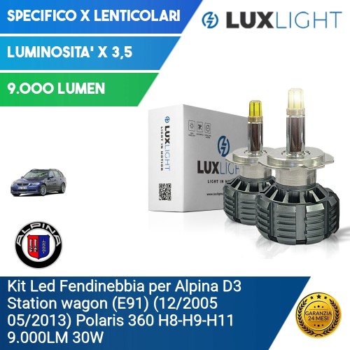 Kit Led Fendinebbia per Alpina D3 Station wagon (E91) (12/2005 05/2013) Polaris 360 H8-H9-H11 9.000LM 30W