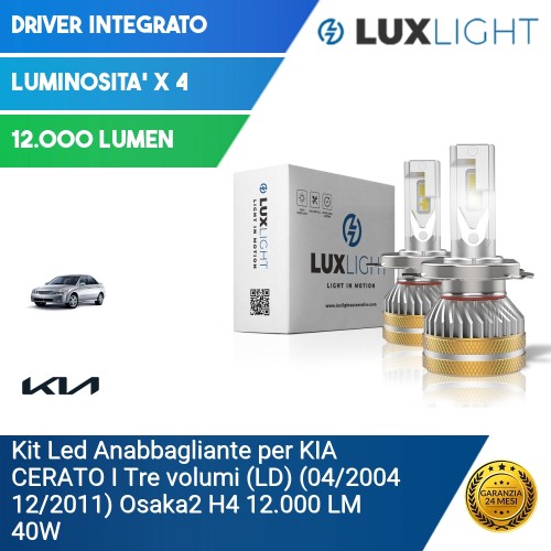 Kit Led Anabbagliante per KIA CERATO I Tre volumi (LD) (04/2004 12/2011) Osaka2 H4 12.000 LM 40W