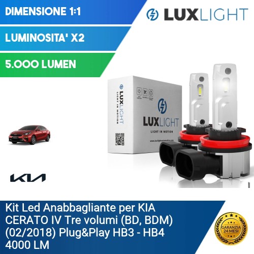 Kit Led Anabbagliante per KIA CERATO IV Tre volumi (BD, BDM) (02/2018) Plug&Play HB3 - HB4 4000 LM