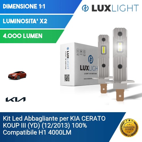 Kit Led Abbagliante per KIA CERATO KOUP III (YD) (12/2013) 100% Compatibile H1 4000LM