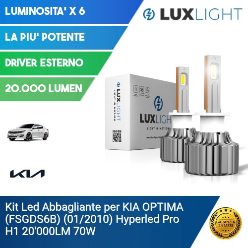 Kit Led Abbagliante per KIA OPTIMA (FSGDS6B) (01/2010) Hyperled Pro H1 20'000LM 70W