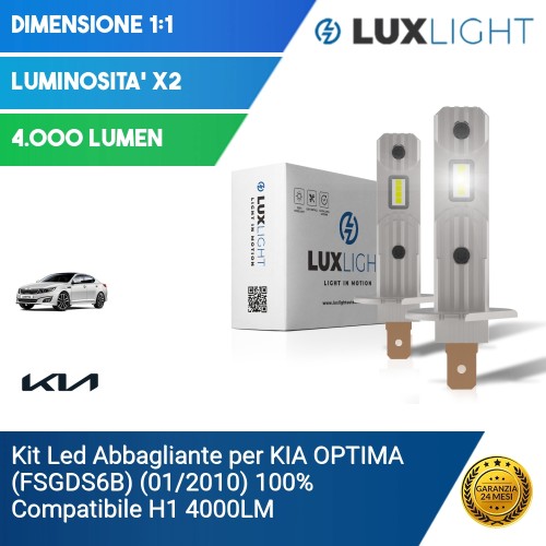 Kit Led Abbagliante per KIA OPTIMA (FSGDS6B) (01/2010) 100% Compatibile H1 4000LM