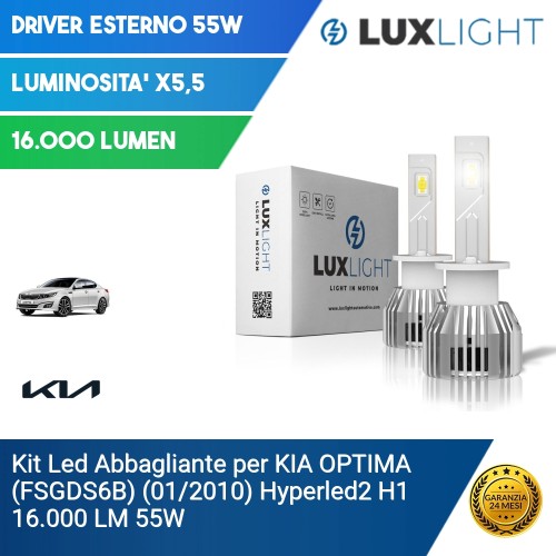 Kit Led Abbagliante per KIA OPTIMA (FSGDS6B) (01/2010) Hyperled2 H1 16.000 LM 55W