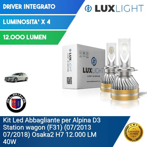 Kit Led Abbagliante per Alpina D3 Station wagon (F31) (07/2013 07/2018) Osaka2 H7 12.000 LM 40W