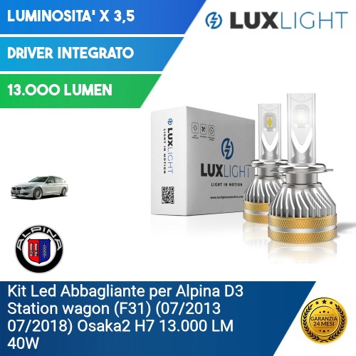 Kit Led Abbagliante per Alpina D3 Station wagon (F31) (07/2013 07/2018) Osaka2 H7 13.000 LM 40W