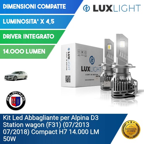 Kit Led Abbagliante per Alpina D3 Station wagon (F31) (07/2013 07/2018) Compact H7 14.000 LM 50W