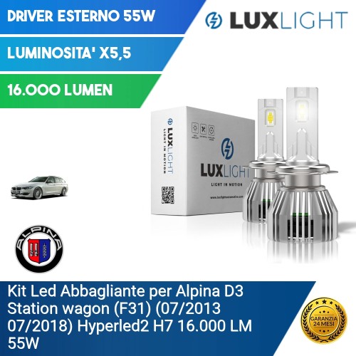 Kit Led Abbagliante per Alpina D3 Station wagon (F31) (07/2013 07/2018) Hyperled2 H7 16.000 LM 55W