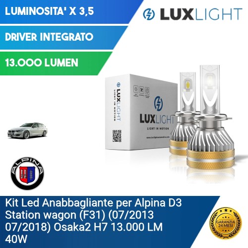 Kit Led Anabbagliante per Alpina D3 Station wagon (F31) (07/2013 07/2018) Osaka2 H7 13.000 LM 40W