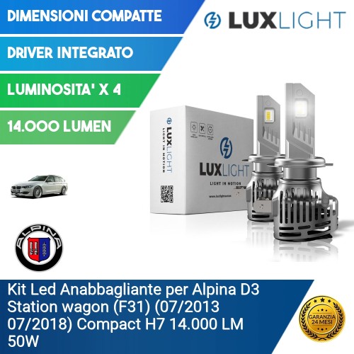 Kit Led Anabbagliante per Alpina D3 Station wagon (F31) (07/2013 07/2018) Compact H7 14.000 LM 50W