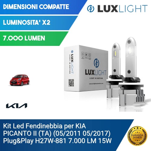 Kit Led Fendinebbia per KIA PICANTO II (TA) (05/2011 05/2017) Plug&Play H27W-881 7.000 LM 15W