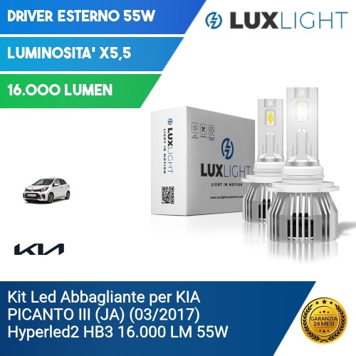 Kit Led Abbagliante per KIA PICANTO III (JA) (03/2017) Hyperled2 HB3 16.000 LM 55W