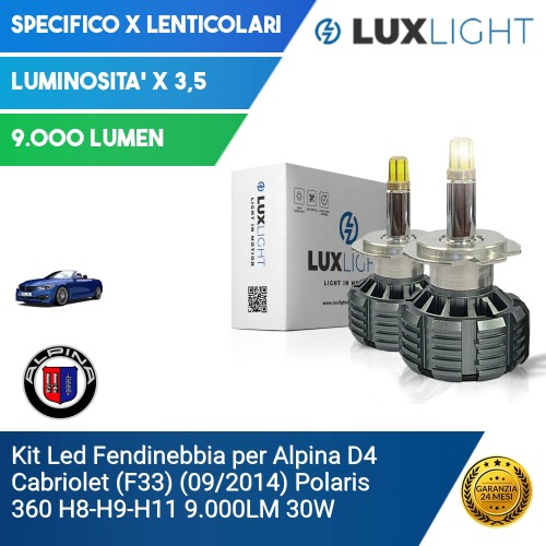 Kit Led Fendinebbia per Alpina D4 Cabriolet (F33) (09/2014) Polaris 360 H8-H9-H11 9.000LM 30W