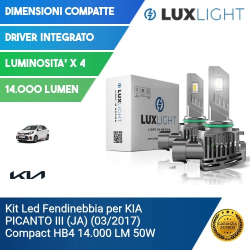 Kit Led Fendinebbia per KIA PICANTO III (JA) (03/2017) Compact HB4 14.000 LM 50W