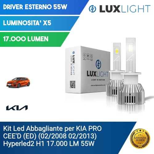 Kit Led Abbagliante per KIA PRO CEE'D (ED) (02/2008 02/2013) Hyperled2 H1 17.000 LM 55W