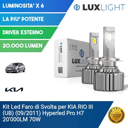 Kit Led Faro di Svolta per KIA RIO III (UB) (09/2011) Hyperled Pro H7 20'000LM 70W