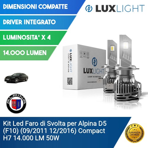 Kit Led Faro di Svolta per Alpina D5 (F10) (09/2011 12/2016) Compact H7 14.000 LM 50W