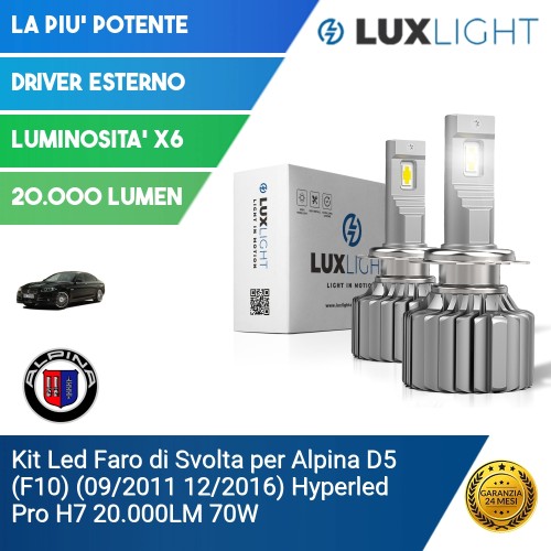 Kit Led Faro di Svolta per Alpina D5 (F10) (09/2011 12/2016) Hyperled Pro H7 20.000LM 70W