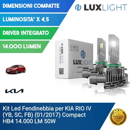 Kit Led Fendinebbia per KIA RIO IV (YB, SC, FB) (01/2017) Compact HB4 14.000 LM 50W