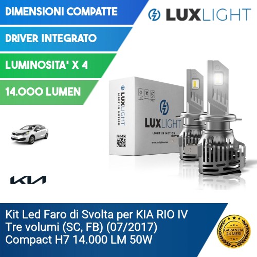 Kit Led Faro di Svolta per KIA RIO IV Tre volumi (SC, FB) (07/2017) Compact H7 14.000 LM 50W