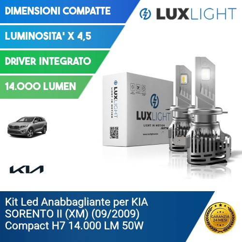 Kit Led Anabbagliante per KIA SORENTO II (XM) (09/2009) Compact H7 14.000 LM 50W