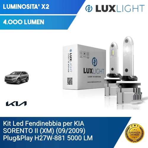 Kit Led Fendinebbia per KIA SORENTO II (XM) (09/2009) Plug&Play H27W-881 5000 LM