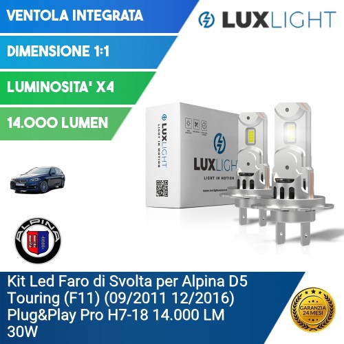 Kit Led Faro di Svolta per Alpina D5 Touring (F11) (09/2011 12/2016) Plug&Play Pro H7-18 14.000 LM 30W