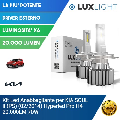 Kit Led Anabbagliante per KIA SOUL II (PS) (02/2014) Hyperled Pro H4 20.000LM 70W