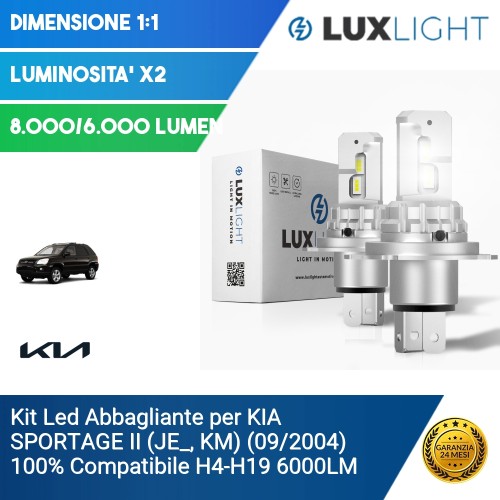 Kit Led Abbagliante per KIA SPORTAGE II (JE_, KM) (09/2004) 100% Compatibile H4-H19 6000LM