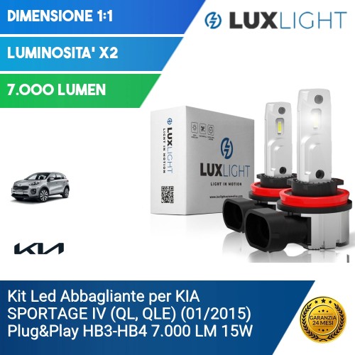 Kit Led Abbagliante per KIA SPORTAGE IV (QL, QLE) (01/2015) Plug&Play HB3-HB4 7.000 LM 15W