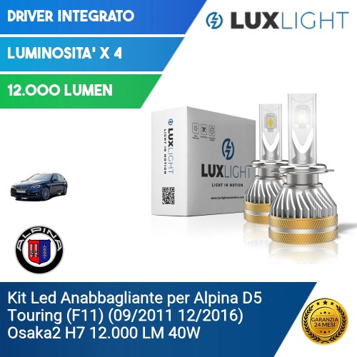 Kit Led Anabbagliante per Alpina D5 Touring (F11) (09/2011 12/2016) Osaka2 H7 12.000 LM 40W