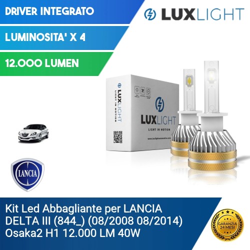 Kit Led Abbagliante per LANCIA DELTA III (844_) (08/2008 08/2014) Osaka2 H1 12.000 LM 40W