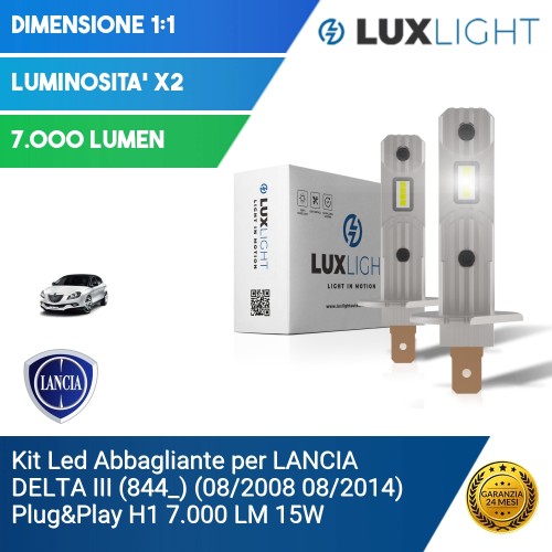 Kit Led Abbagliante per LANCIA DELTA III (844_) (08/2008 08/2014) Plug&Play H1 7.000 LM 15W