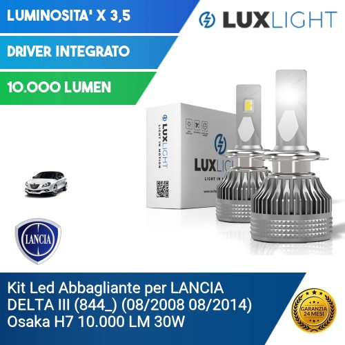 Kit Led Abbagliante per LANCIA DELTA III (844_) (08/2008 08/2014) Osaka H7 10.000 LM 30W