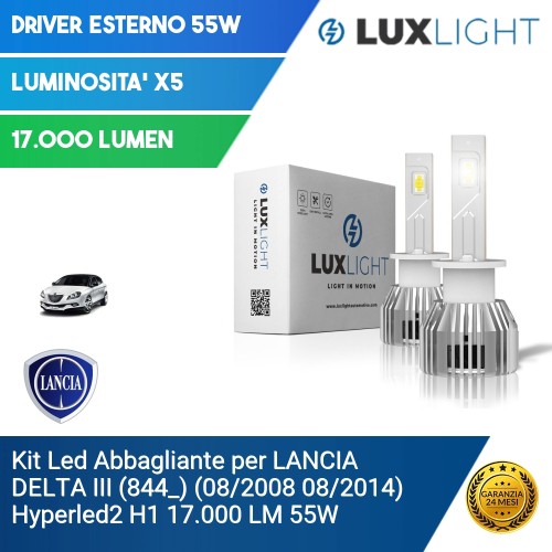 Kit Led Abbagliante per LANCIA DELTA III (844_) (08/2008 08/2014) Hyperled2 H1 17.000 LM 55W