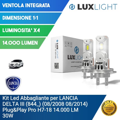 Kit Led Abbagliante per LANCIA DELTA III (844_) (08/2008 08/2014) Plug&Play Pro H7-18 14.000 LM 30W