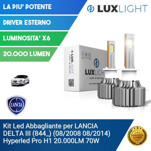 Kit Led Abbagliante per LANCIA DELTA III (844_) (08/2008 08/2014) Hyperled Pro H1 20.000LM 70W