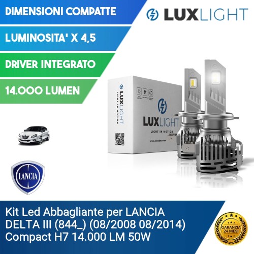 Kit Led Abbagliante per LANCIA DELTA III (844_) (08/2008 08/2014) Compact H7 14.000 LM 50W