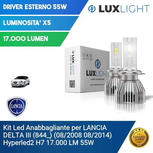 Kit Led Anabbagliante per LANCIA DELTA III (844_) (08/2008 08/2014) Hyperled2 H7 17.000 LM 55W