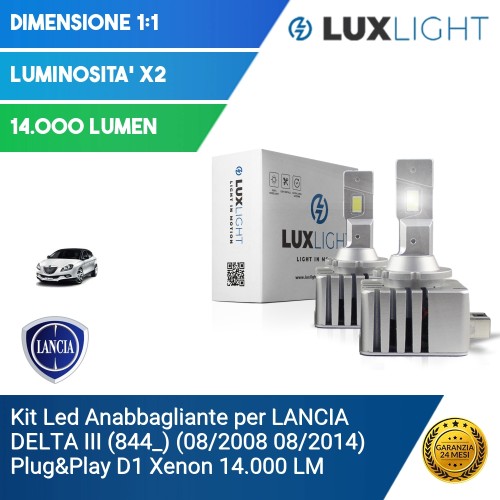 Kit Led Anabbagliante per LANCIA DELTA III (844_) (08/2008 08/2014) Plug&Play D1 Xenon 14.000 LM