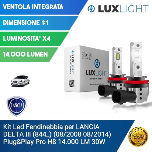 Kit Led Fendinebbia per LANCIA DELTA III (844_) (08/2008 08/2014) Plug&Play Pro H8 14.000 LM 30W