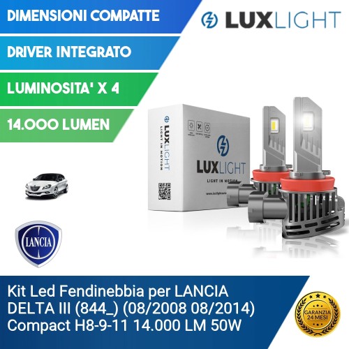 Kit Led Fendinebbia per LANCIA DELTA III (844_) (08/2008 08/2014) Compact H8-9-11 14.000 LM 50W