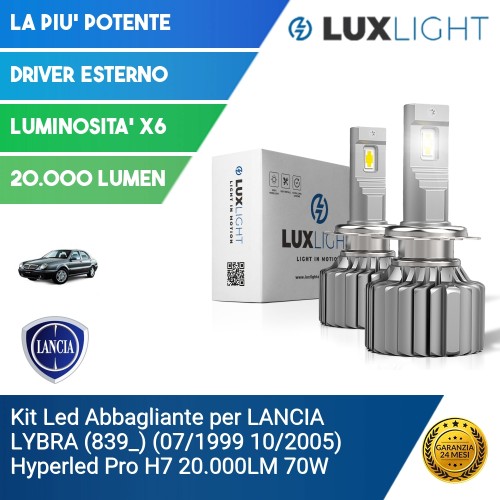 Kit Led Abbagliante per LANCIA LYBRA (839_) (07/1999 10/2005) Hyperled Pro H7 20.000LM 70W