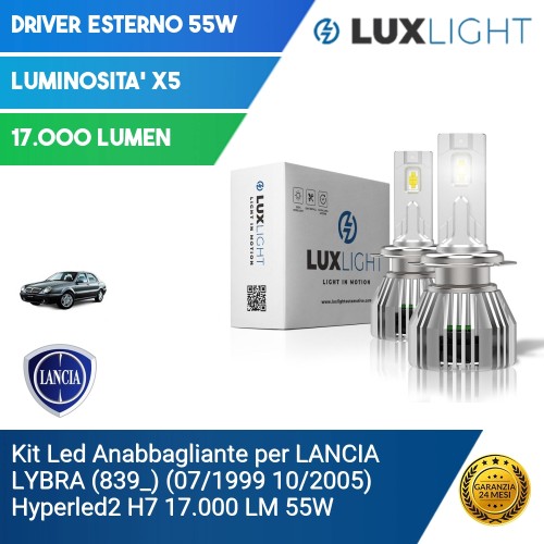 Kit Led Anabbagliante per LANCIA LYBRA (839_) (07/1999 10/2005) Hyperled2 H7 17.000 LM 55W