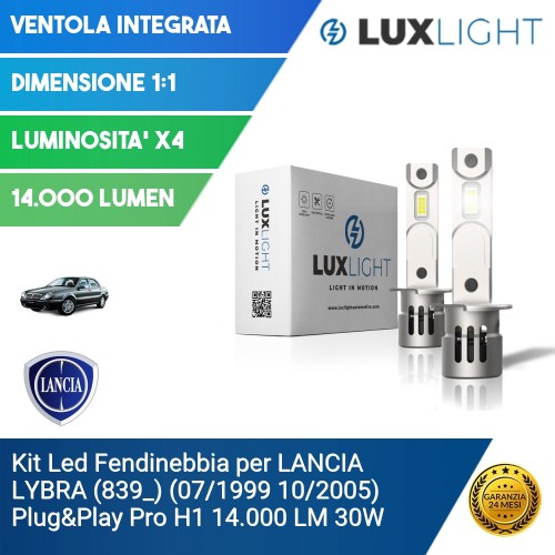 Kit Led Fendinebbia per LANCIA LYBRA (839_) (07/1999 10/2005) Plug&Play Pro H1 14.000 LM 30W