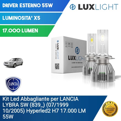 Kit Led Abbagliante per LANCIA LYBRA SW (839_) (07/1999 10/2005) Hyperled2 H7 17.000 LM 55W