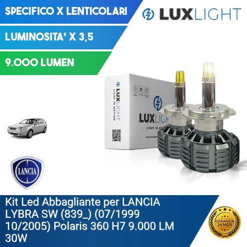 Kit Led Abbagliante per LANCIA LYBRA SW (839_) (07/1999 10/2005) Polaris 360 H7 9.000 LM 30W